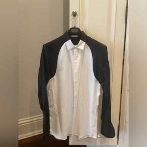 Alexander Mc Queen Black and White Shoulder/Sleeve Detailed Button Down Shirt